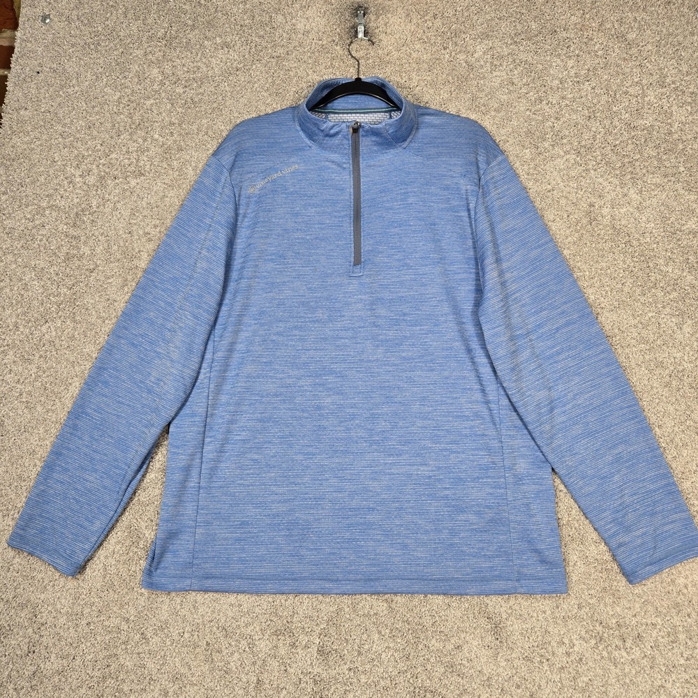 Vineyard Vines On-The-Go Sankaty Quarter 1/4 Zip Pullover Blue mens XL